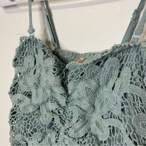 Green Lace Crop Tank
